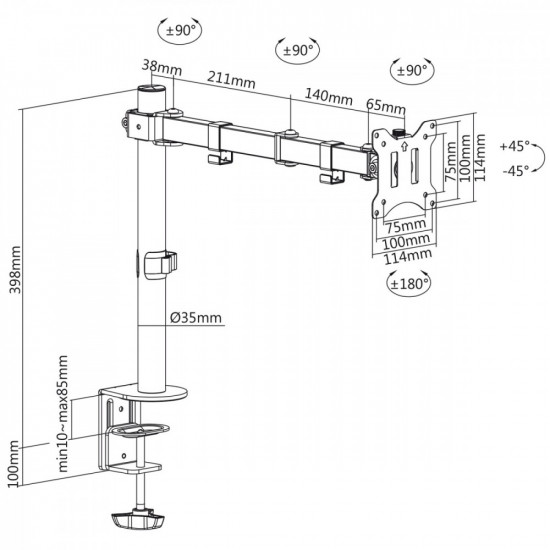 Dektop Monitor Bracket 17-32 8kg MC-883