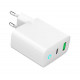 USB-A/USB-C Charger LED 20W PD QC3.0 White