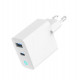 GaN USB-A USB-C Charger LED 65W PD QC3.0 white