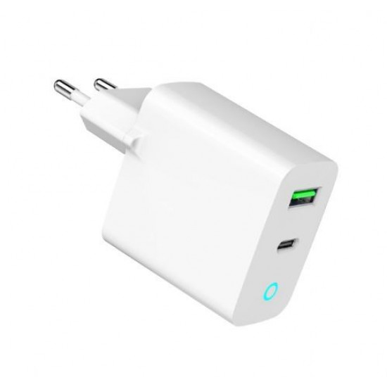 USB-A/USB-C Charger LED 20W PD QC3.0 White