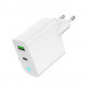 USB-A/USB-C Charger LED 20W PD QC3.0 White