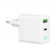 USB-A/USB-C Charger LED 20W PD QC3.0 White