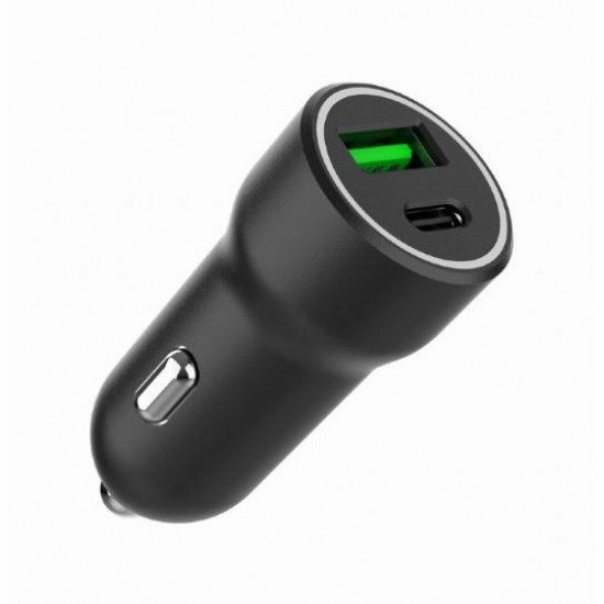 Car charger USB-A/USB-C 20W PD black