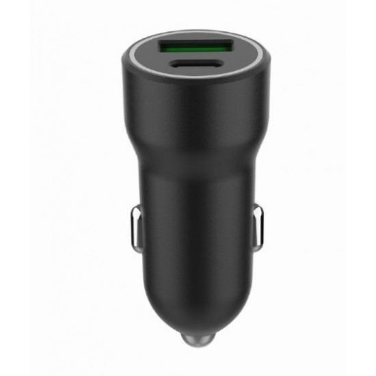 Car charger USB-A/USB-C 20W PD black