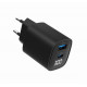 GaN Charger USB-A USB-C LCD 30W PD QC3.0 black