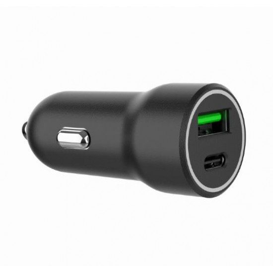 Car charger USB-A/USB-C 20W PD black