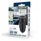 Car charger USB-A/USB-C 20W PD black