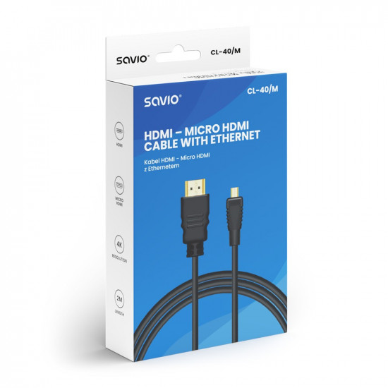 HDMI Cable CL-40M SAVIO, micro HDMI, 2m