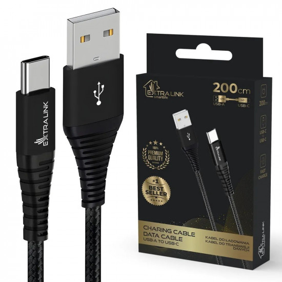 Cable USB Typ-A to USB Typ-C Smart Life Braided 15W 2m black