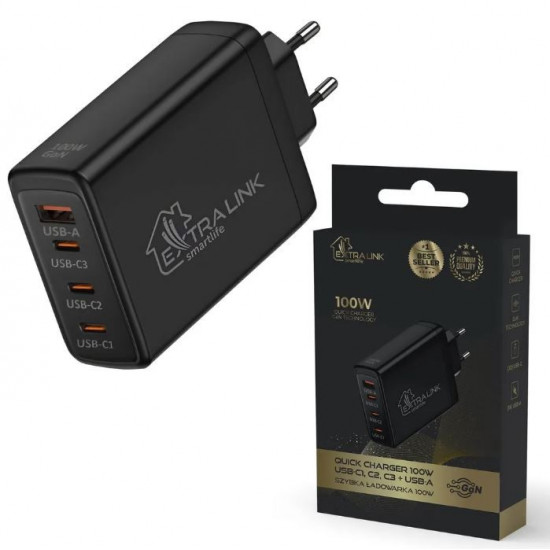  adowarka Smart Life Fast Charger 100W GaN 3x USB-C, USB-A