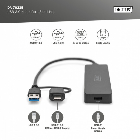 USB 3.0 Hub, 4-port DA-70235