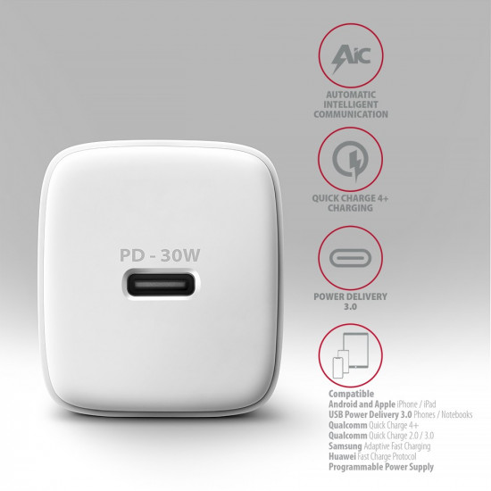 ACU-PD30W PD&QC wall ch arger 30W 1x port USB-C