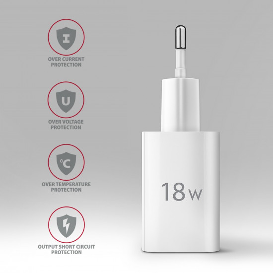 ACU-QC18W QC wall charg er 18W 1x port USB-A wh