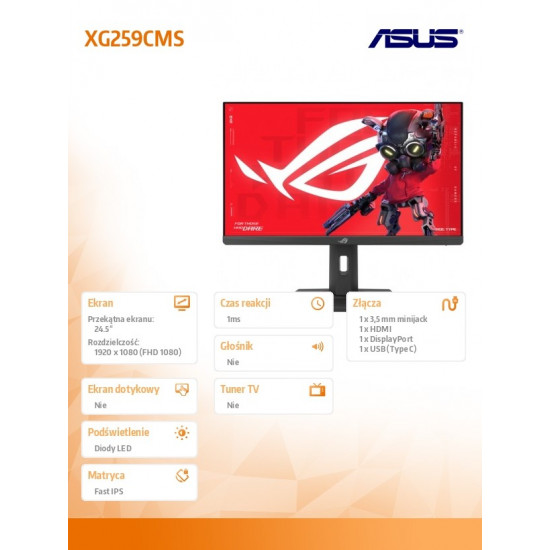 Monitor 25 cali XG259CMS F-IPS FHD 144Hz HDMI USB DP USB-C PIVOT