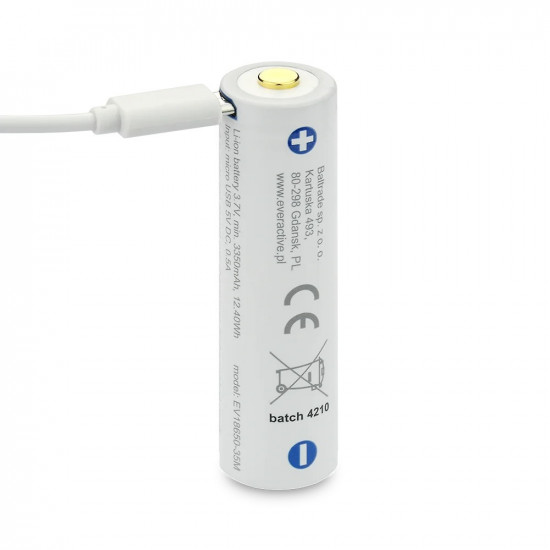 Rechargeble battery 18650 3,7V Li-ion 3500 mAh micro USB