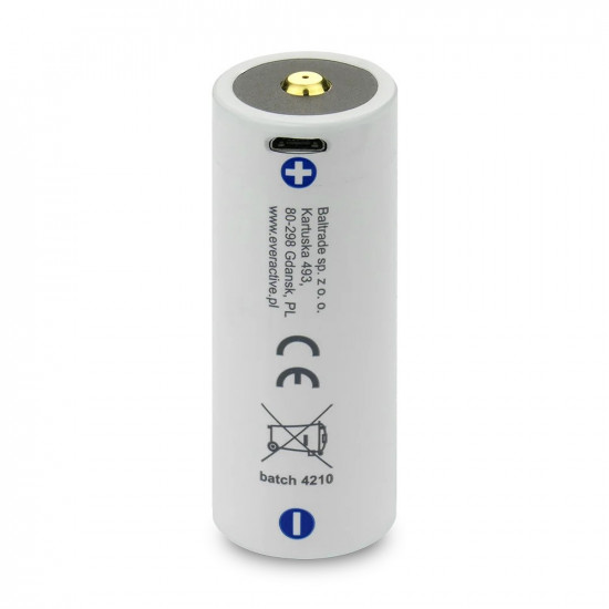 Rechargeble battery 26650 3,7V Li-ion 5200 mAh micro USB