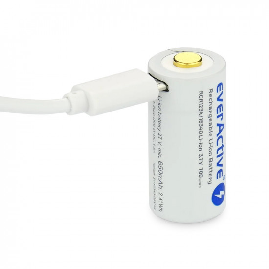 Rechargeble battery 16340 3,7V Li-ion 700 mAh micro USB