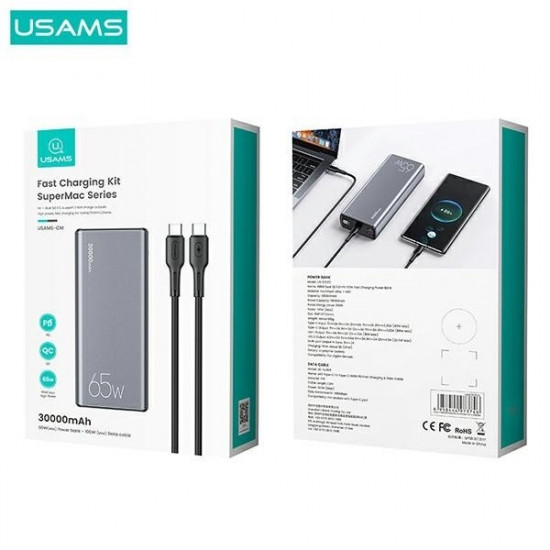 Powerbank 30000mAh 65W PB59 2xUSB+USB-C Fast