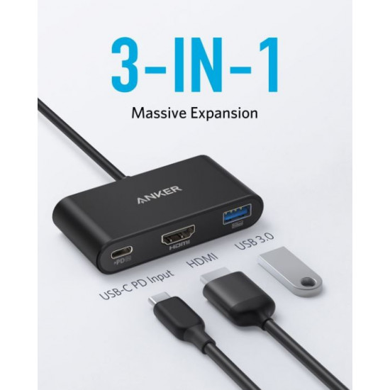 USB-C Hub 3-in-1 4K HDMI Grey