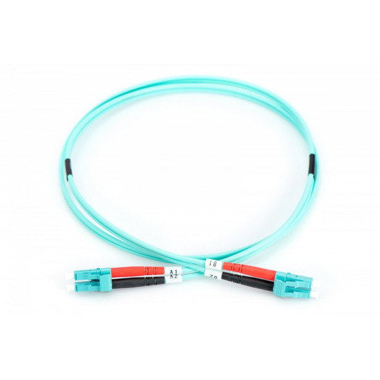 Patch cord FO LC/LC, dplx, MM 50/125, OM3, LSOH, 1m, turquoise