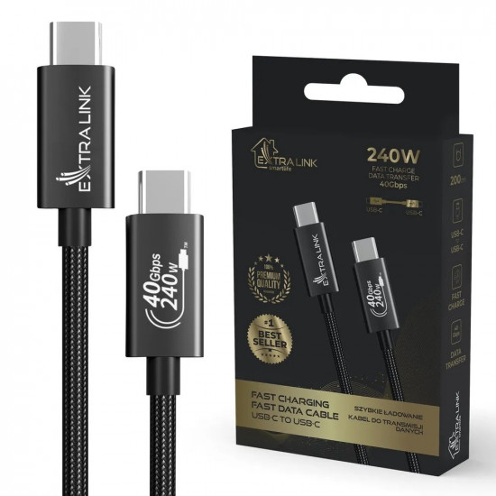 Cable USB Type-C to USB Type-C Smart Life Braided 240W 2m black