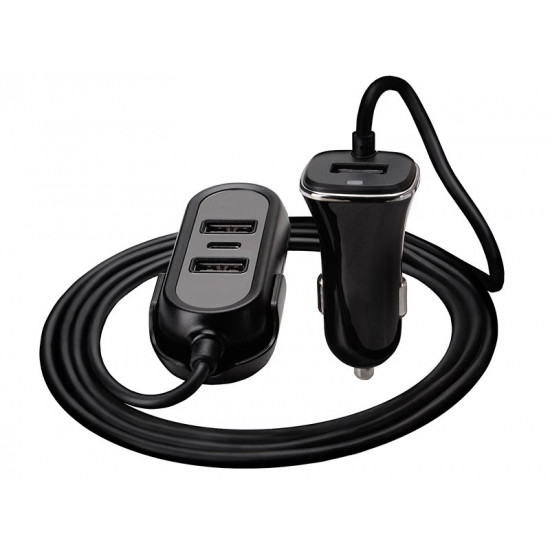 Car charger 12-24V Multicharge 3xUSB 7,2A + PD 18W