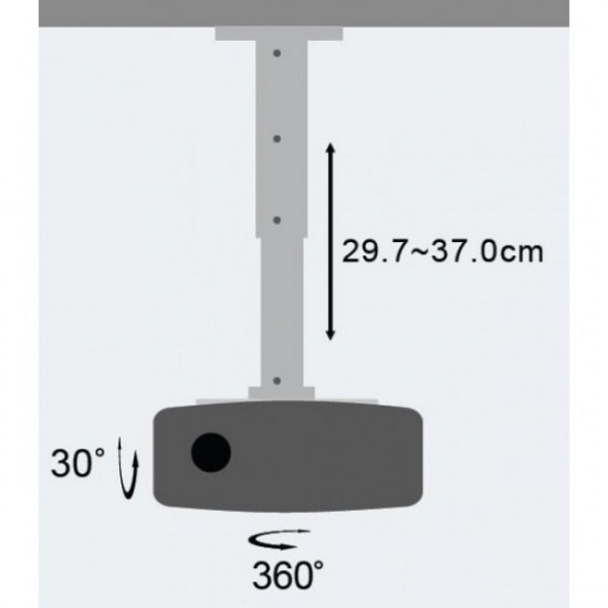 Arm for projector 30-37cm ceiling, 15kg, silver