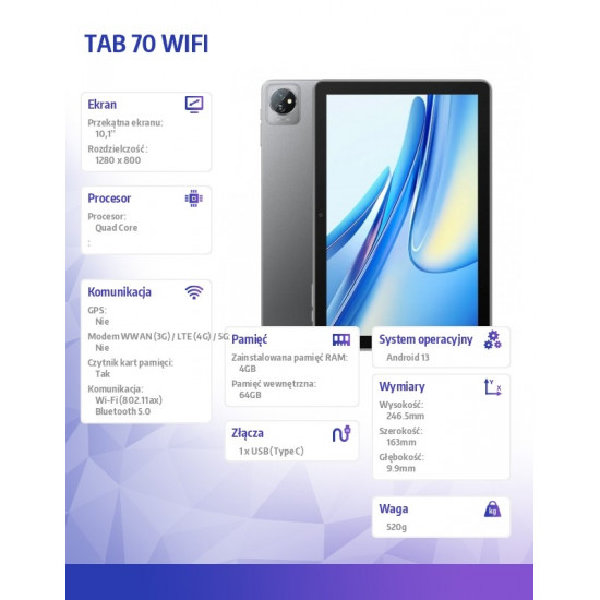 Tablet Blackview TAB 70 WiFi 4/64GB Grey