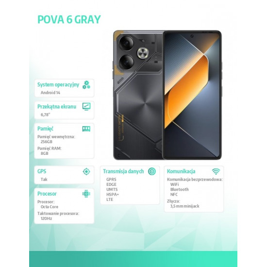 Smartphone POVA 6 PRO 5G Meteorite Gray