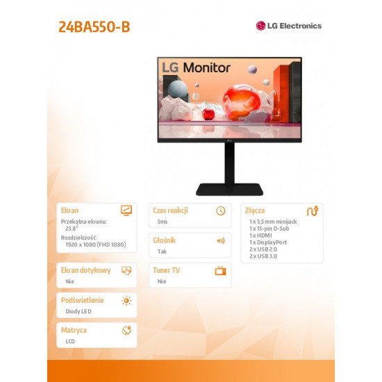 Monitor 24BA550-B 23.8 inches IPS Full HD 100Hz