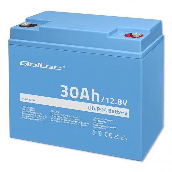 LiFePO4 battery 12.08V, 30Ah, 384Wh, BM