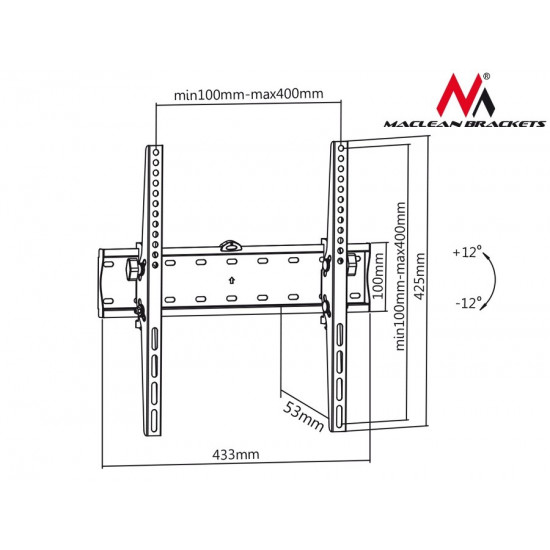 MC-665 32-55 TV handle black to 40kg max vesa 400x400