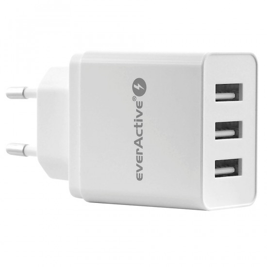 PHONE CHARGER 3X USB 3, 4A WHITE