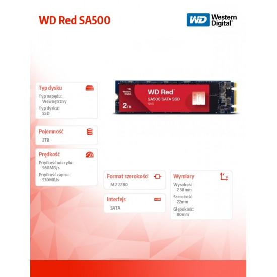 Disc SSD Red SSD 2TB M.2 2280 SA 500 WDS200T1R0B