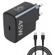 Fast charger PD45W USB-C for notebooks, phones,