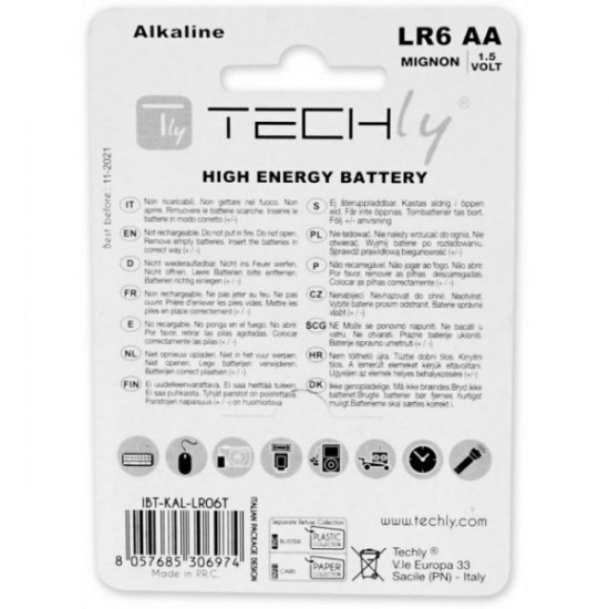 Alkaline batteries LR06 AA 4pcs, (IBT-LR06T4B)