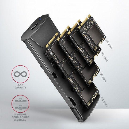 EEM2-GTS2 USB-C enclosu re Gen2 M.2 NVMe/SATA S