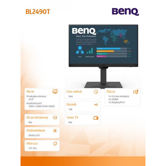 Monitor 24 inches BL2490T LED 4ms/1300:1/IPS/HDMI