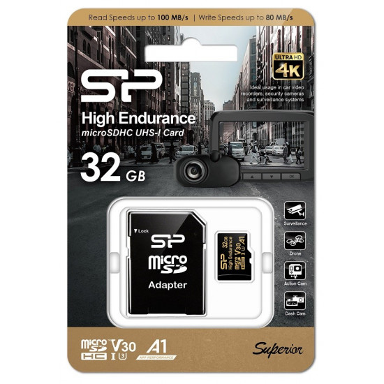 Memory card microSDHC High Endurance 32GB V30 UHS-1 U3 A1 24/7 + ADAPTER microSD-SD