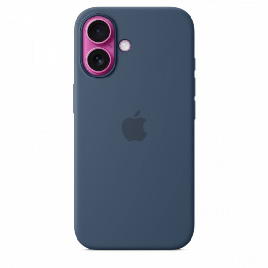 Silicone case with MagSafe for iPhone 16 - denim