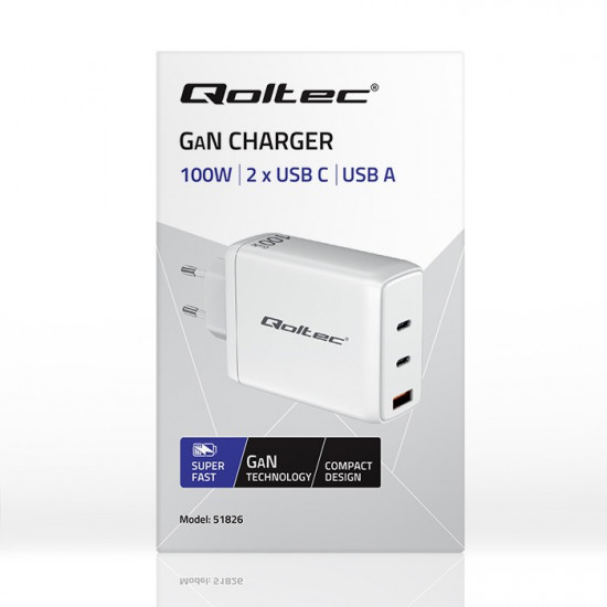 GaN 100W charger,5V 20V 1.5A 3A,2xUSBC PD,1xUSB