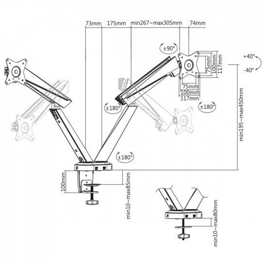 Gaming Handle Hanger For 2 Monitors RS887