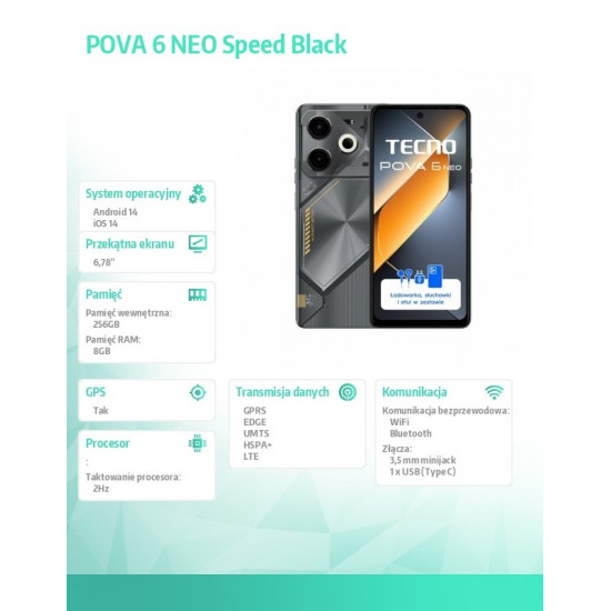 Smartphone POVA 6 NEO Speed Black