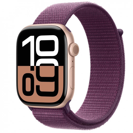 Watch Series 10 GPS 46 mm Rose Gold Aluminium Case with Plum Sport Loop