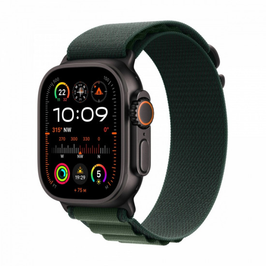 Watch Ultra 2 GPS + Cellular 49 mm Black Titanium Case with Dark Green Alpine Loop - Small