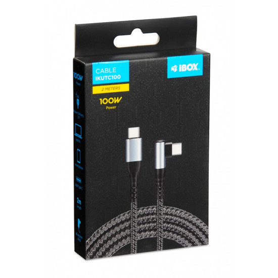 Kabel IBOX IKUTC00 USB-C 100W 90 stopni