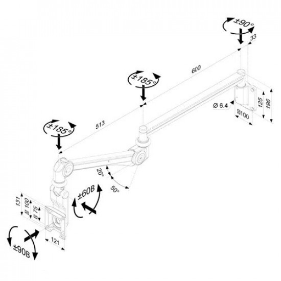 Medical wall mount 10-24 inch FPMA-HAW300