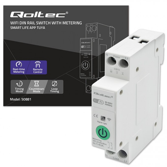 WiFi DIN rail relay with electricity meter 63A