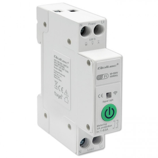 WiFi DIN rail relay with electricity meter 63A