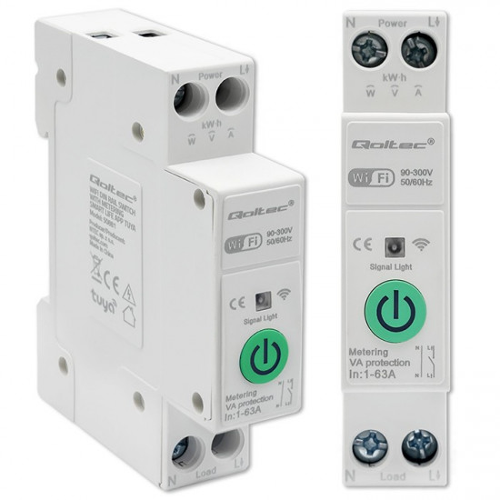 WiFi DIN rail relay with electricity meter 63A